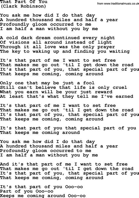 That Part Of You By The Byrds Lyrics With Pdf
