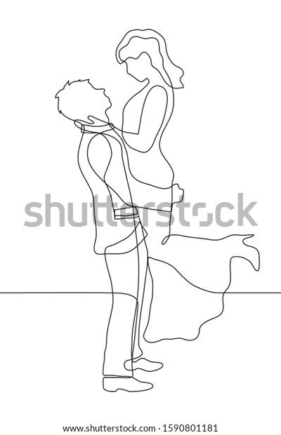 Lovers Man Woman Look Each Other Stock Vector Royalty Free 1590801181