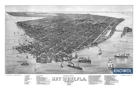 Beautifully Restored Map Of Key West Florida From 1884 Knowol