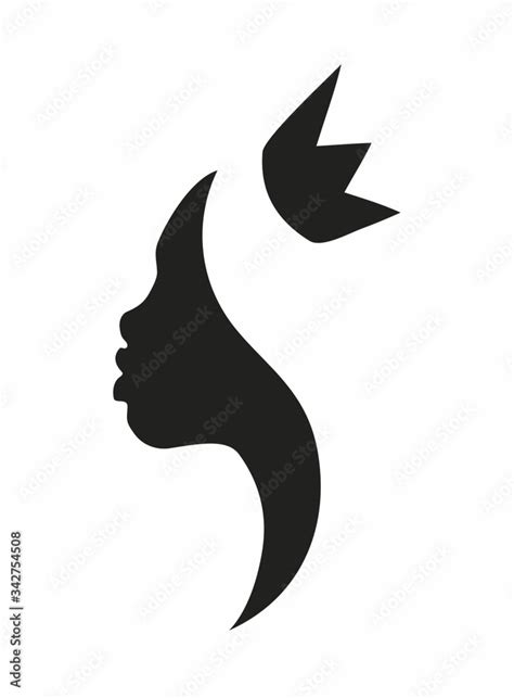 African Queen Face Silhouette In Crown Stock Vector Adobe Stock