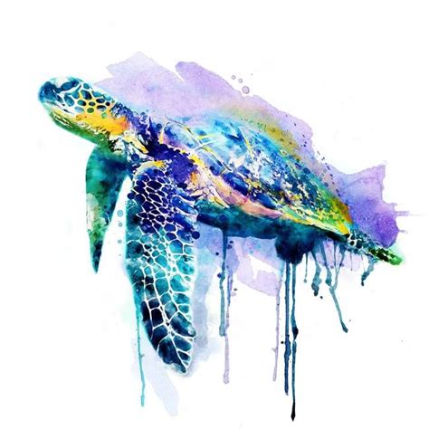 Watercolor Sea Turtle By Marian Voicu Turtle Watercolor Sea Turtle