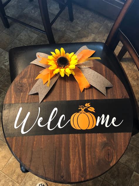 Welcome round sign, fall welcome sign, welcome door hanger ...