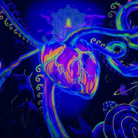 Trippy Tapestry Psychedelic Evolution Psychedelic Fluorescent Uv Reactive Backdrop By Andrei