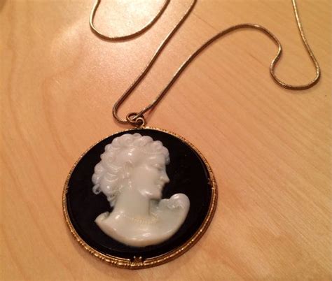 Black And Ivory Cameo Pendant On 24kgb Necklace Etsy Cameo Pendant