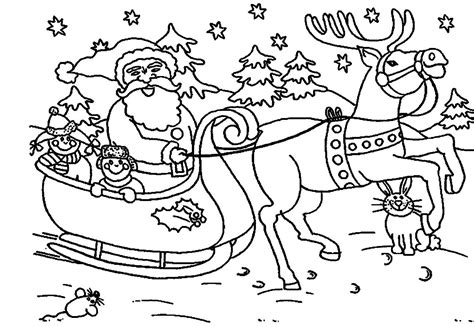 De kerstman reist in stijl. Christmas Santa Sleigh Coloring Pages - Get Coloring Pages