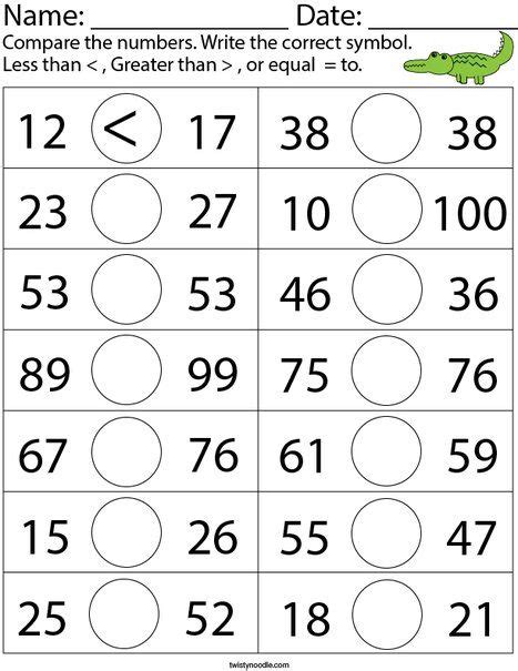 1st Grade Comparing Numbers Ordering Numbers Worksheets Printable K5