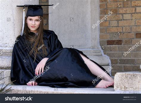 Barefoot Middle School Graduate Resting By Stock Photo 3230114