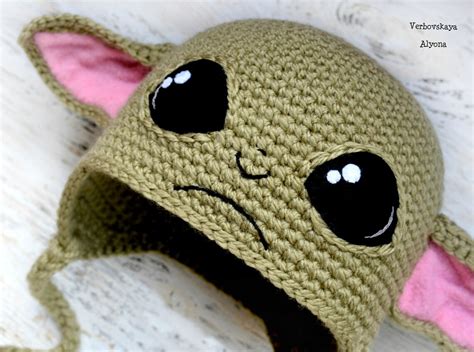 Custom Knit Baby Yoda Beanie Hat With Eyes For Toddler Child Etsy