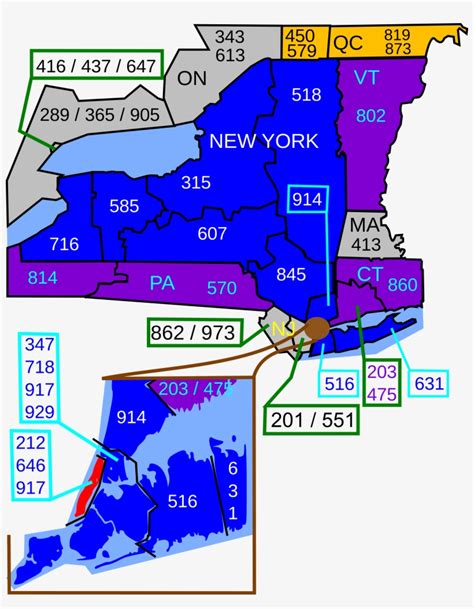New York Area Code Map