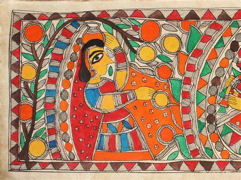 Lord Krishna With Gopis Madhubani Painting Exotic India Art