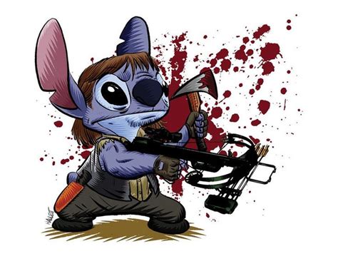 Darryl Dixon Walking Dead Stitch Parody Fan Art Etsy Stitch Cartoon Stitch Disney Lilo And
