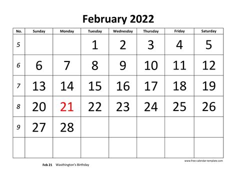 February 2022 Printable Calendar Printable Calendar Collection