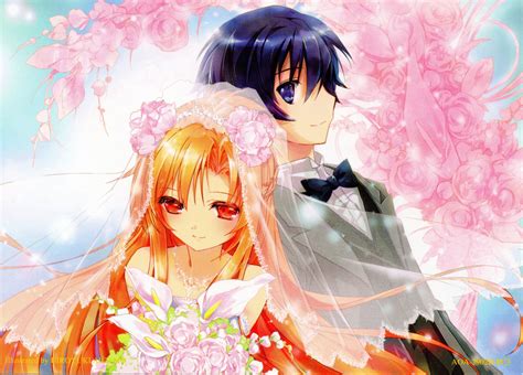 Sword Art Online Series Anime Couple Bridal Girl Dress Flower
