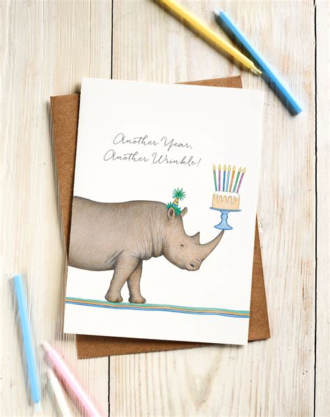 Rhino Birthday Card Animal Card Card For Him Card For Etsy