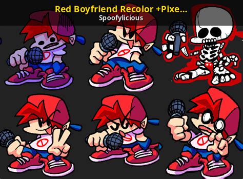 Red Boyfriend Recolor Pixel Form Friday Night Funkin