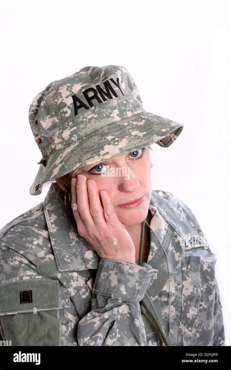 A Sad Usa Military Woman Soldier Stock Photo Alamy