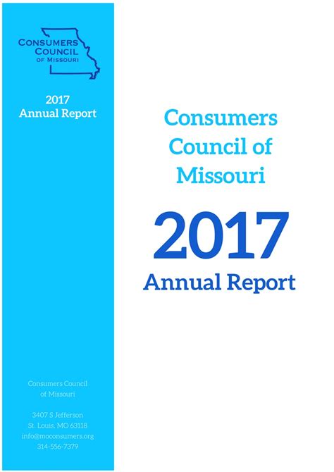 As a bank committed to responsibility, kfw promotes sustainable prospects for people, companies, the environment and society. 2017 Annual Report - Consumers Council of Missouri