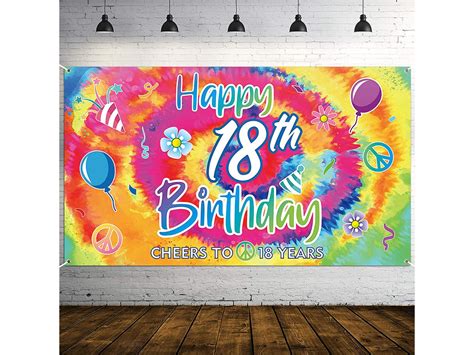 Dye Happy 18th Birthday Backdrop Banner Cheers To 18 Years Etsy
