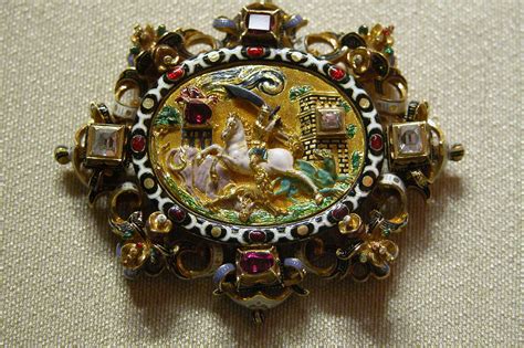 Beautiful Renaissance Pendant Depicting A Christian Legend In Gold With