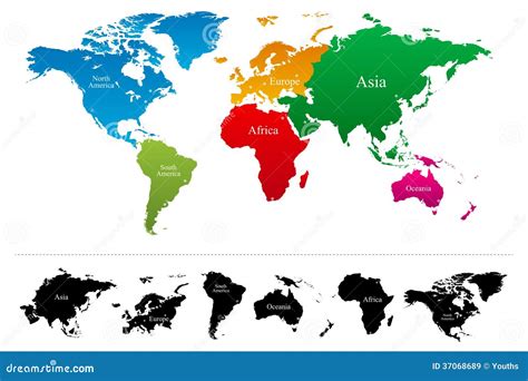 Mapa Del Mundo Con El Atlas Colorido De Los Continentes Imágenes De