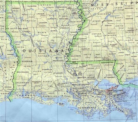 Detailed Map Of Louisiana State Louisiana State Detailed Map Vidiani