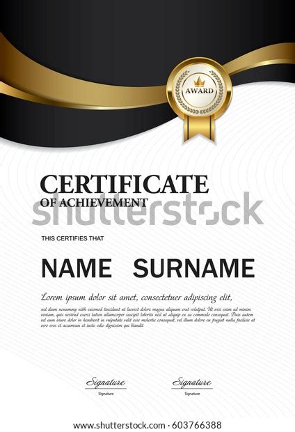 Certificate Templatea4 Size Diploma Vector Illustration Stock Vector
