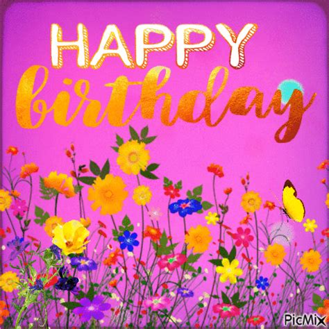 Cute Floral Happy Birthday Animated Quote Pictures Photos And Images