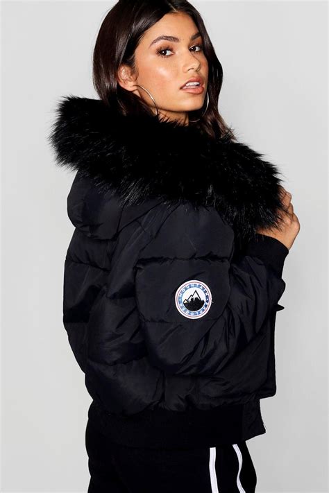 Womens Short Puffer Jacket With Fur Hood Near Grand Logbook Gallery
