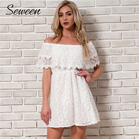 White Lace Dress Summer 2018 New Arrivals Fashion Off Shoulder Dresses