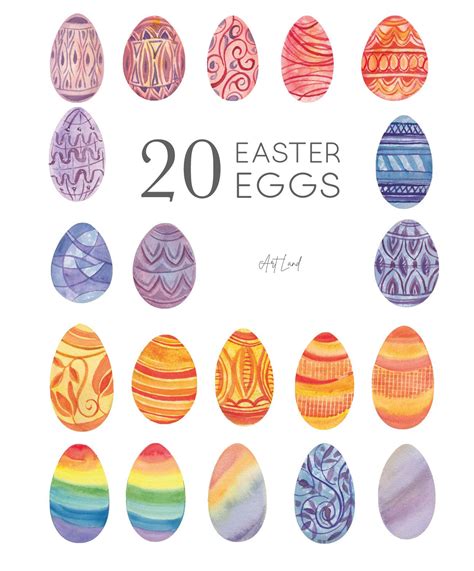 Easter Egg Clip Art Hand Painted Easter Eggs Watercolour Etsy Clip