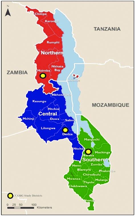 Map Of Malawi Indicating The Three Study Districts 2015 2016 Malawi
