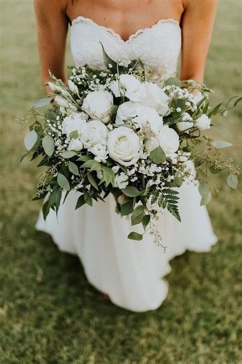 White And Green Wedding Bouquet With Eucalyptus Emmalovesweddings