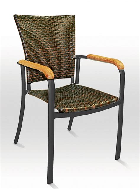 Commercial Aluminum Outdoor Restaurant Arm Chair With Safari Pe Weave