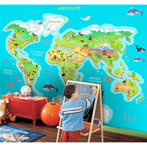 Wr50603 World Map Wall Mural By Wall Rogues