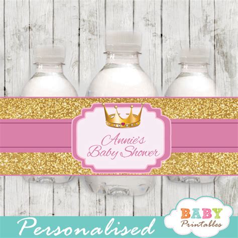 Pink And Gold Royal Princess Personalized Bottle Labels D