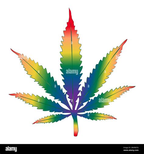 Cannabis Leaf Painted With Rainbow Colors On A White Background Lgbt