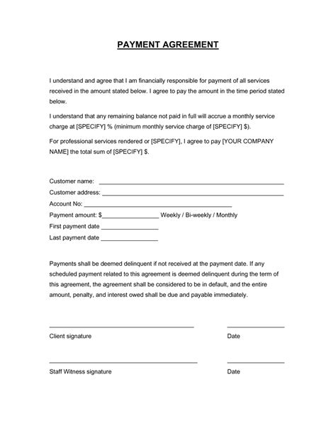 Installment Payment Agreement Template Free