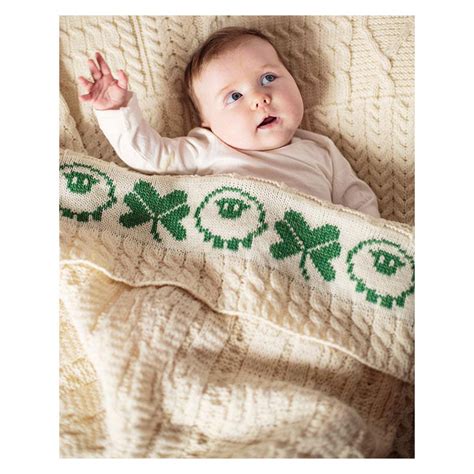 Buy 100 Soft Merino Wool Baby Blanket With Sheep And Shamrock Pattern