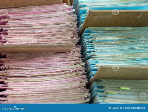 File Folders In A File Cabinet Card Catalog In A Library Closeup