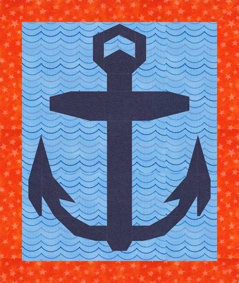 Anchor Quilt Block Pattern Instant Download Paper Pieced Etsy