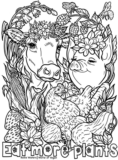It's wonderful that, through the process of drawing and coloring, the learning about things around us does not only become joyful. World of Vegan | Eat More Plants Printable Vegan Coloring ...