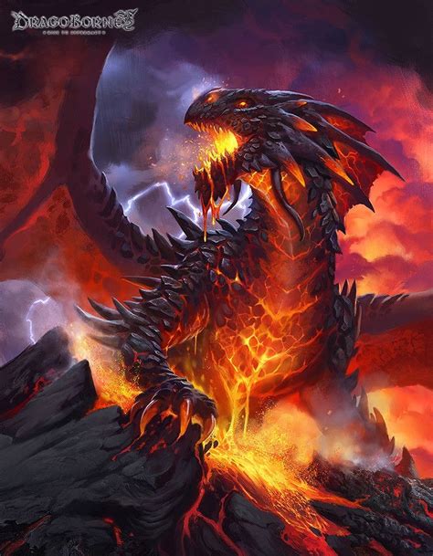 Download Fiery Red Lightning Dragon Wallpaper