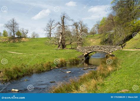 Shallow River Flowing Under A Small Stone Bridge Stock Image Image