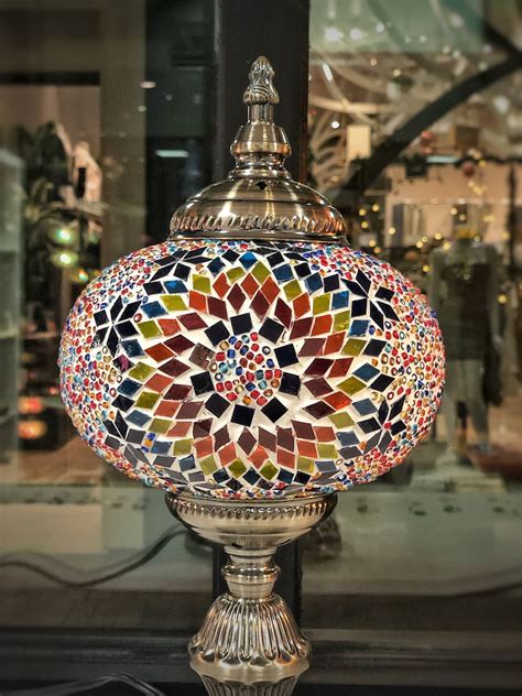 Turkish Moroccan Handmade Mosaic Glass Table Lamp Colorful Etsy