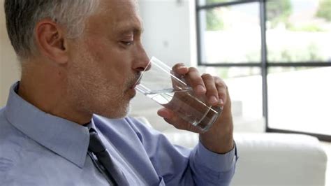 Man Drinking Water Glass Stock Footage Videohive