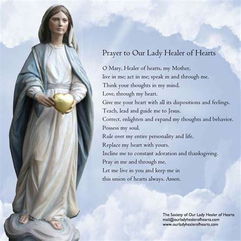 Prayer To Our Lady Healer Of Hearts Catholic Prayers Prayers To Mary
