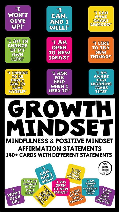 Growth Mindset Mindfulness And Positive Mindset Affirmation Statement