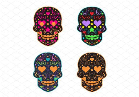 Skulls With Heart Eyes Icons Pre Designed Illustrator Graphics