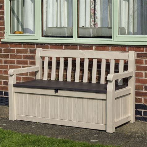 Wood Effect Plastic Garden Bench And Storage Box Departments Diy At Bandq