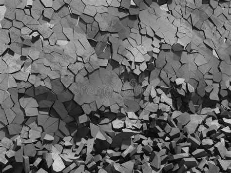Concrete Chaotic Fragments Of Explosion Destruction Wall Stock Image